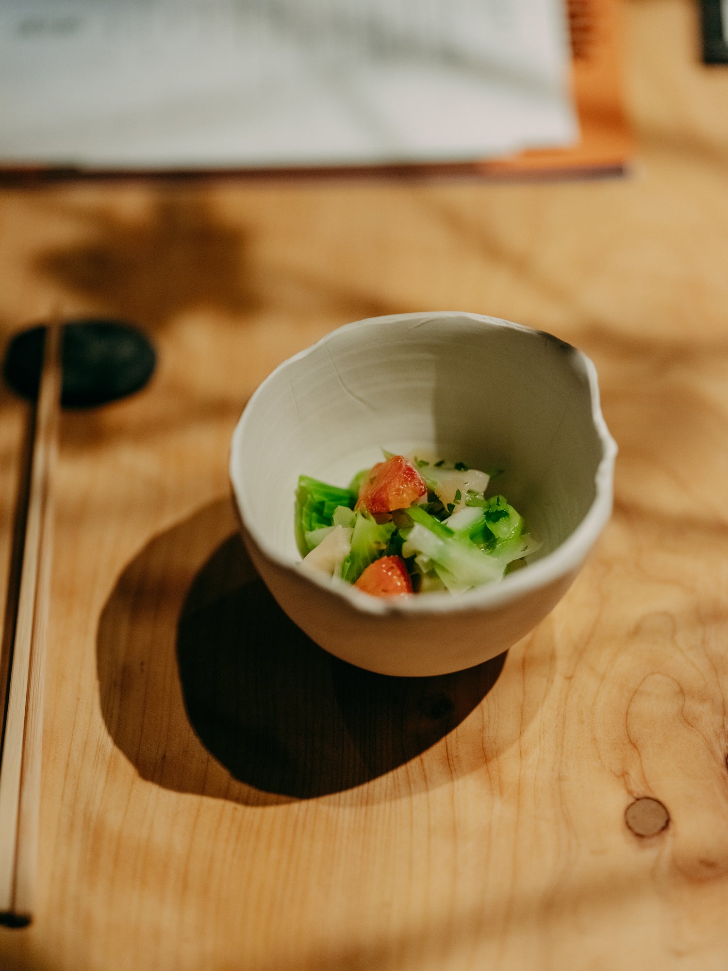 山菜・帆立・柑橘の和えもの