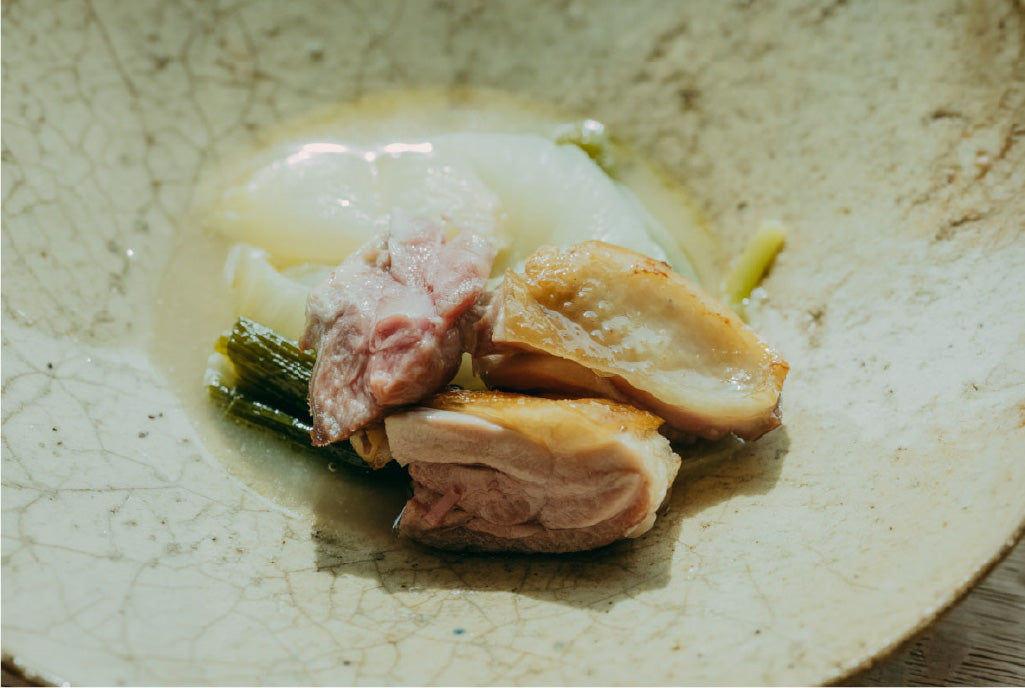 葉玉ねぎとひよころ鶏のエチュべ